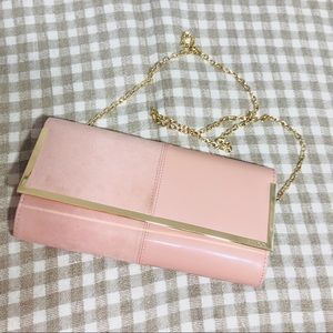 ALDO blush clutch with gold strap